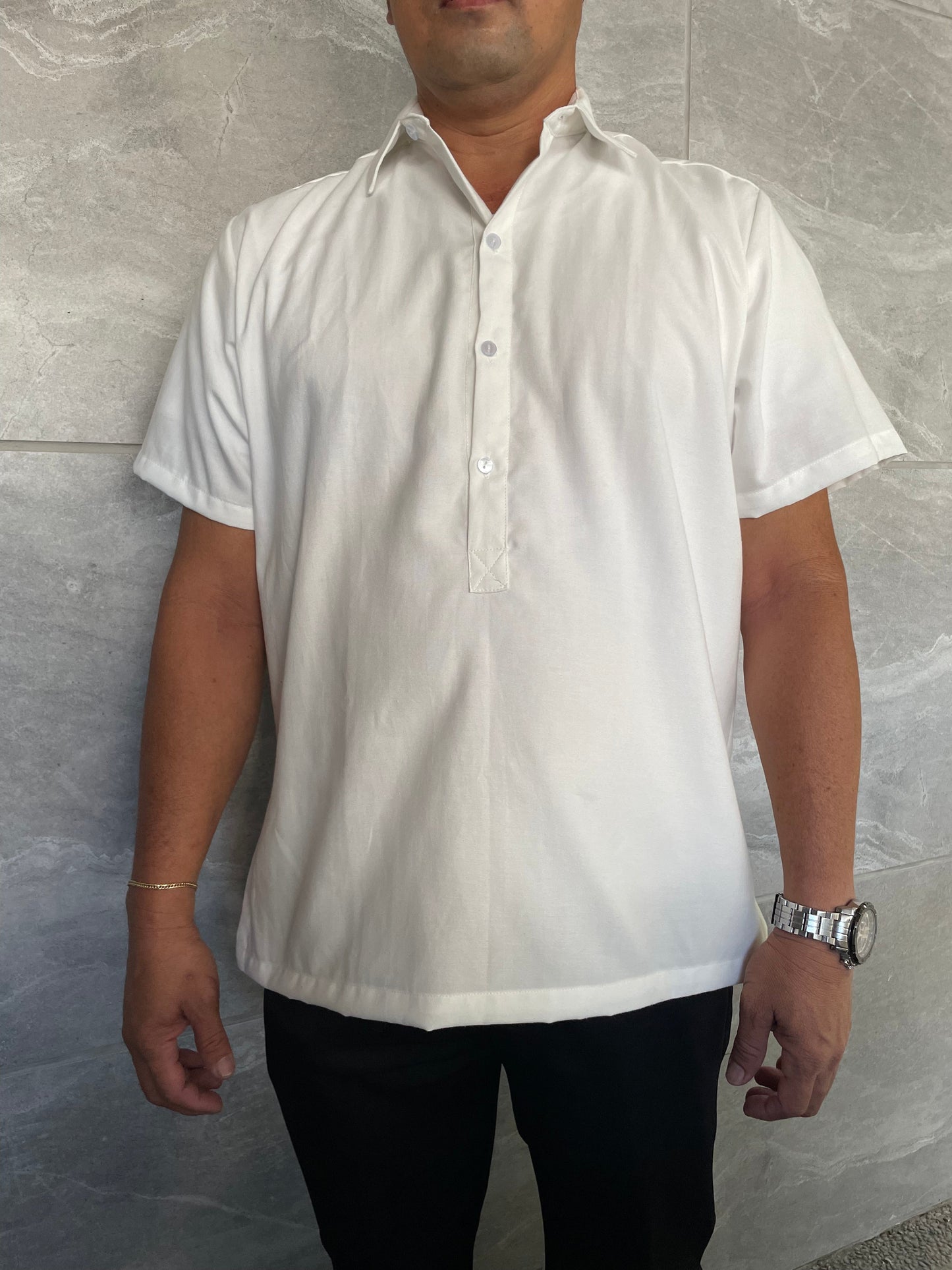 Polo Barong in Chambray (ON HAND)
