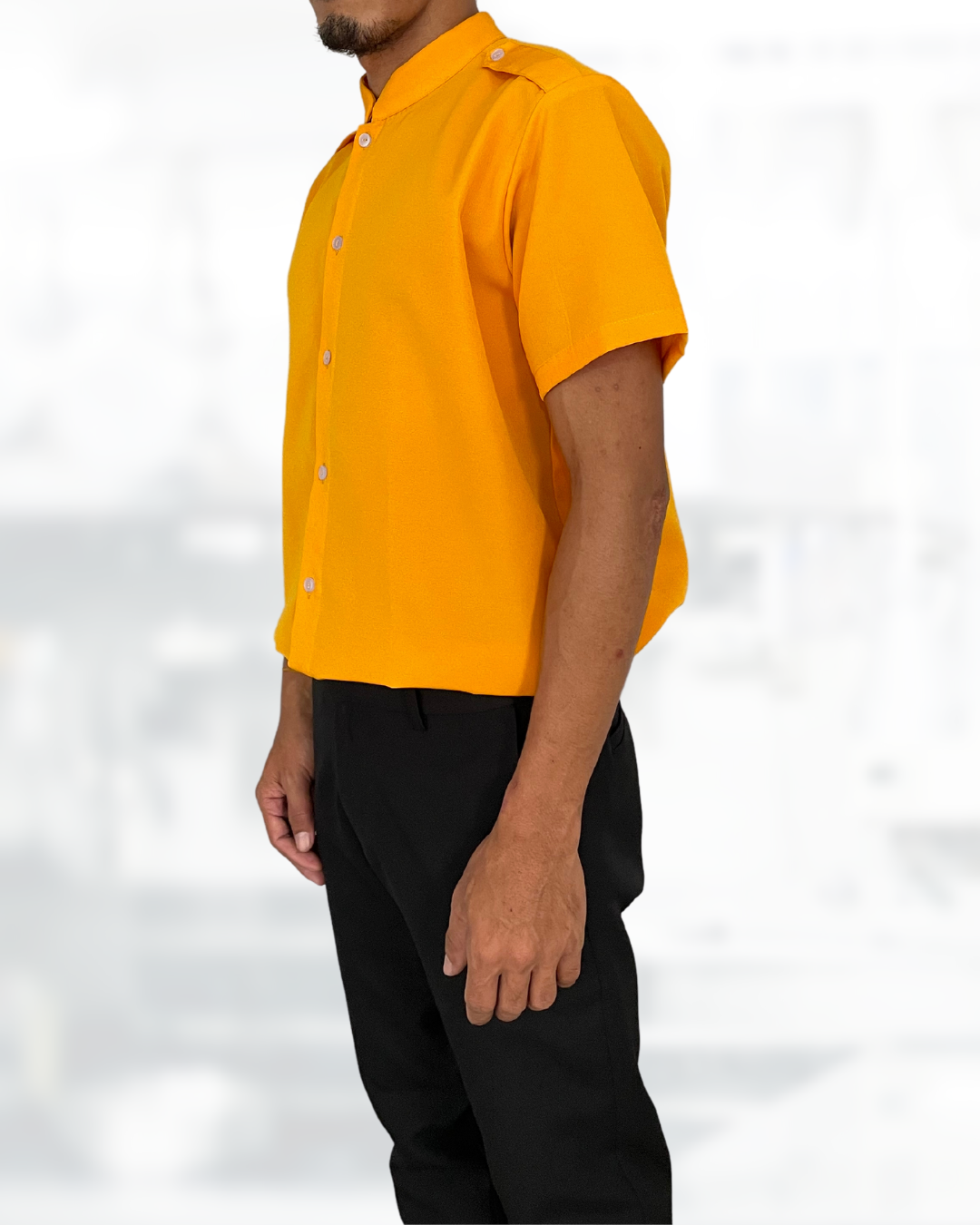 Men’s Chinese collar Shirt with Shoulder tabs