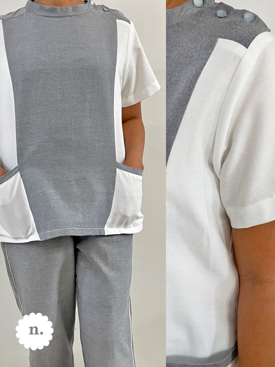 Emma with Chinese Collar in Chambray - Top Only