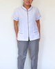 Mira Style in White w/ Grey Piping + Grey Pants (on hand)